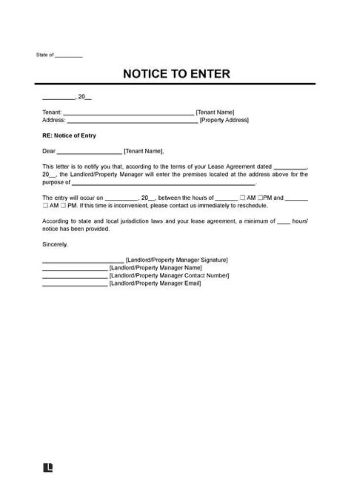 Can a landlord enter the property whenever they want?