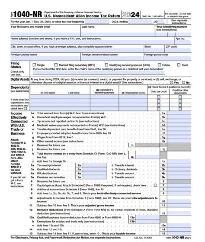 Can a nonresident alien file a Form 1040?