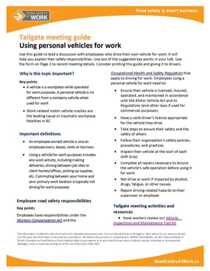 Can employees use their own vehicle for work?