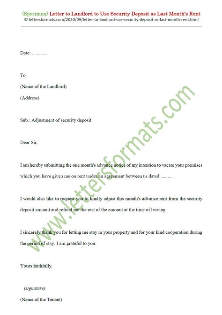 Can I use my security as rent?