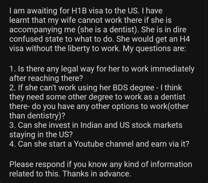 Can spouse work in US if husband is on H1?