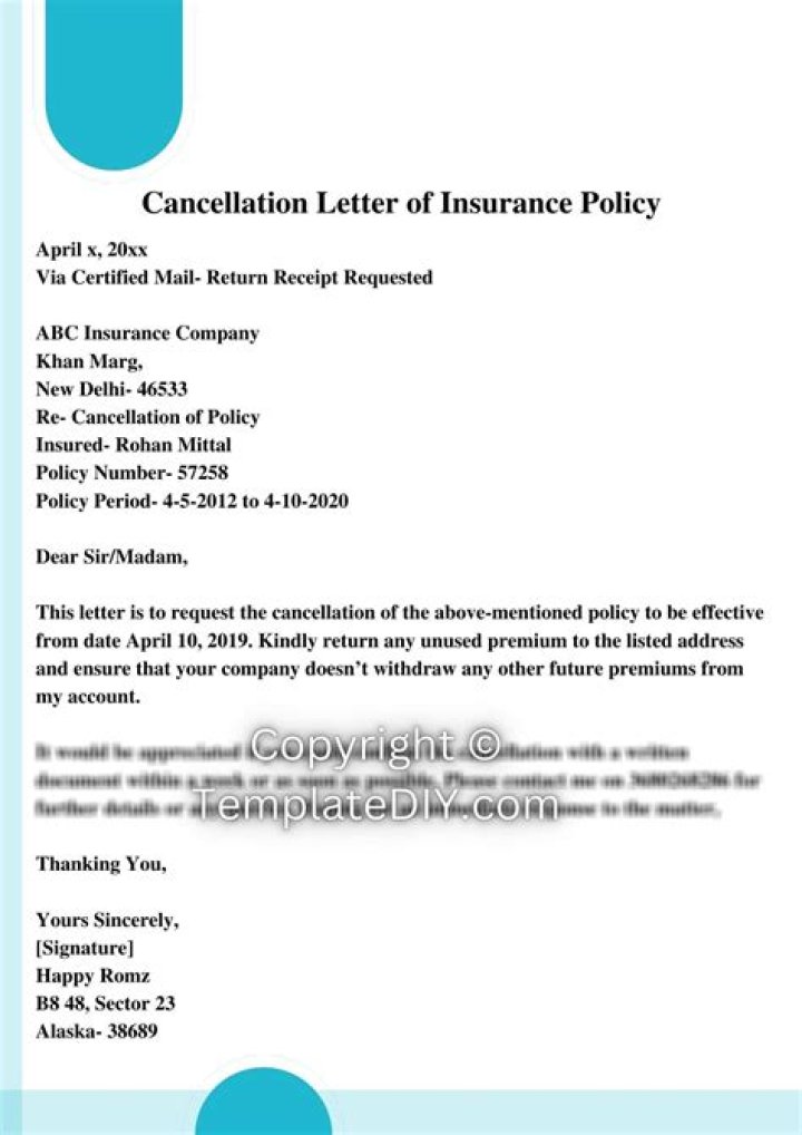 Can we cancel insurance policy?