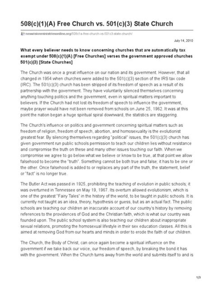 Can you start a church without 501c3?