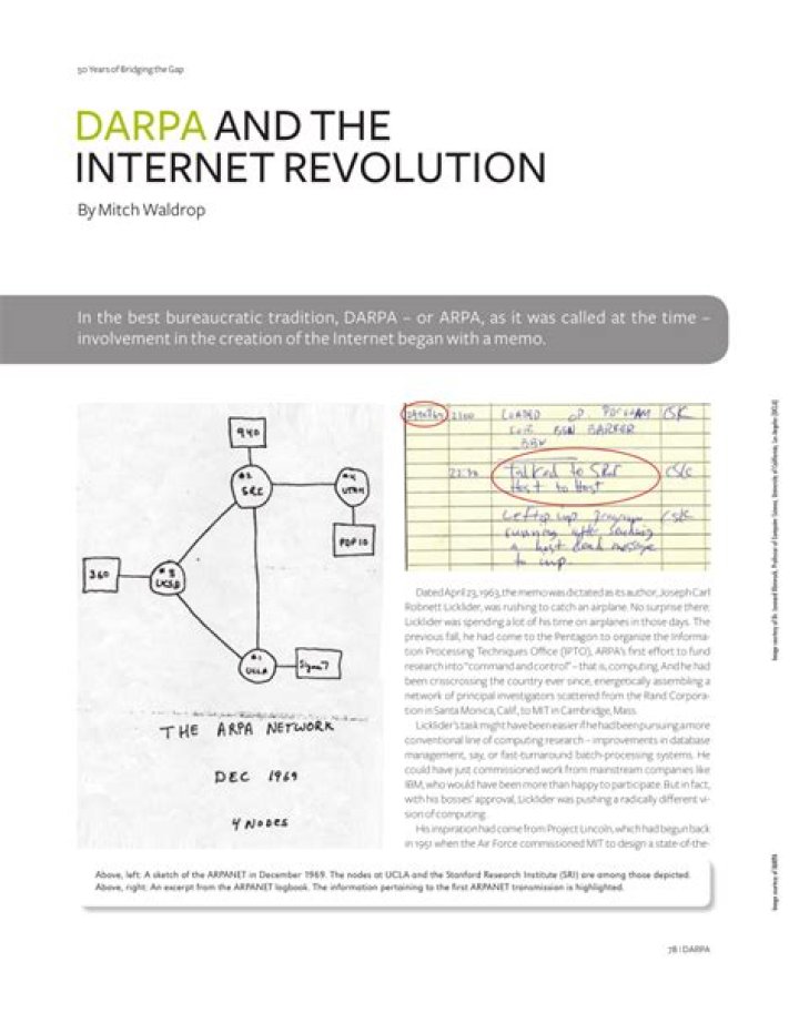 Did Darpa develop the Internet?