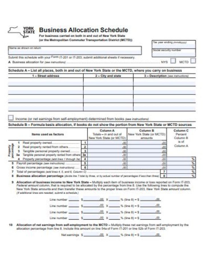Do you need to fill out nonresident business allocation Schedule to allocate New York State business income?