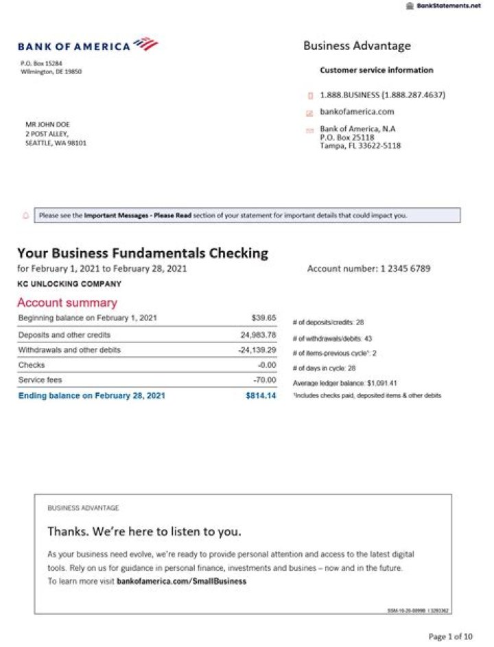 Does Bank of America do business accounts?