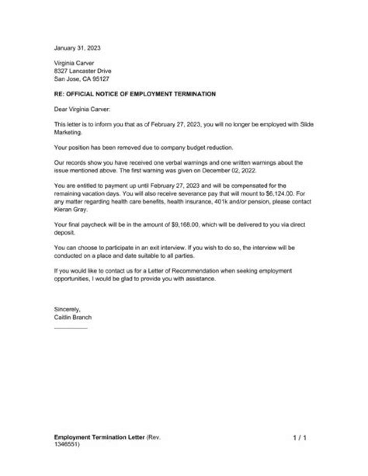 Does being terminated affect employment?