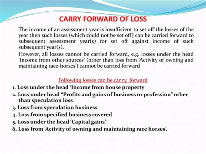 How can we show carry forward losses in ITR?