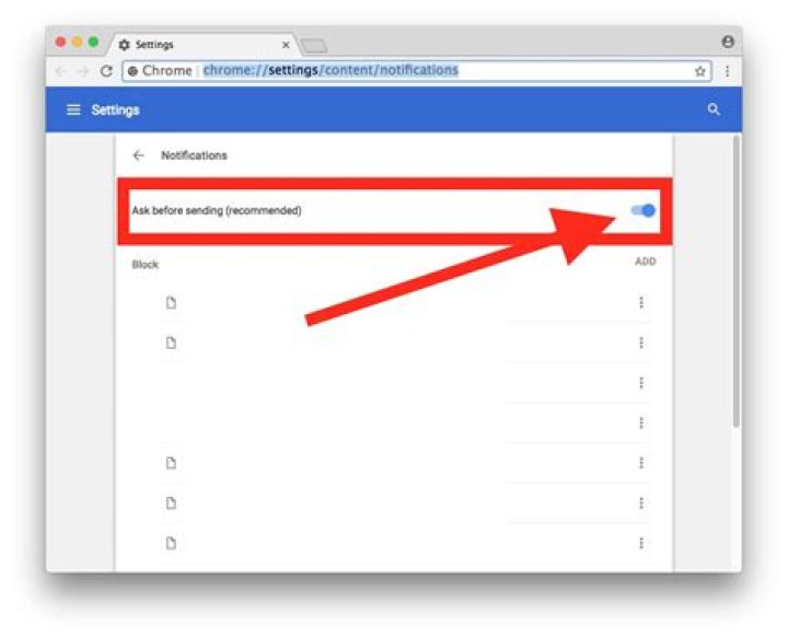 How do I block notifications from a specific website?