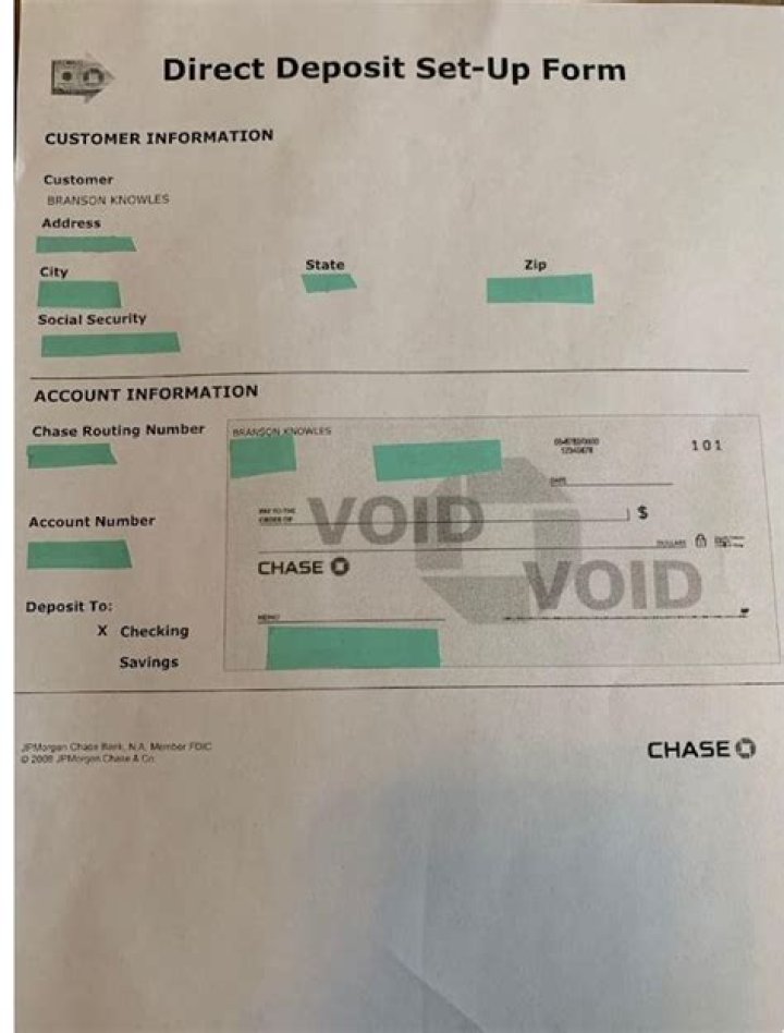 How do I direct deposit from one Chase account to another?