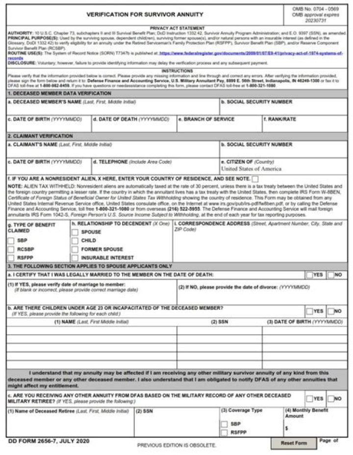 How do I file a statement of survivor annuity?