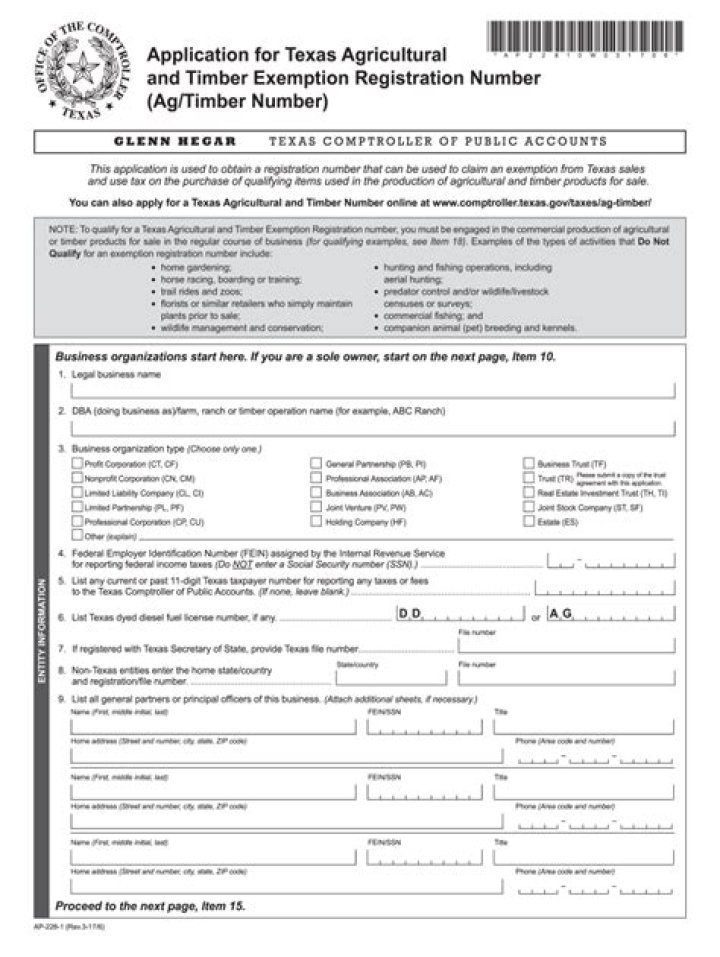 How do I get Texas agricultural or timber registration?