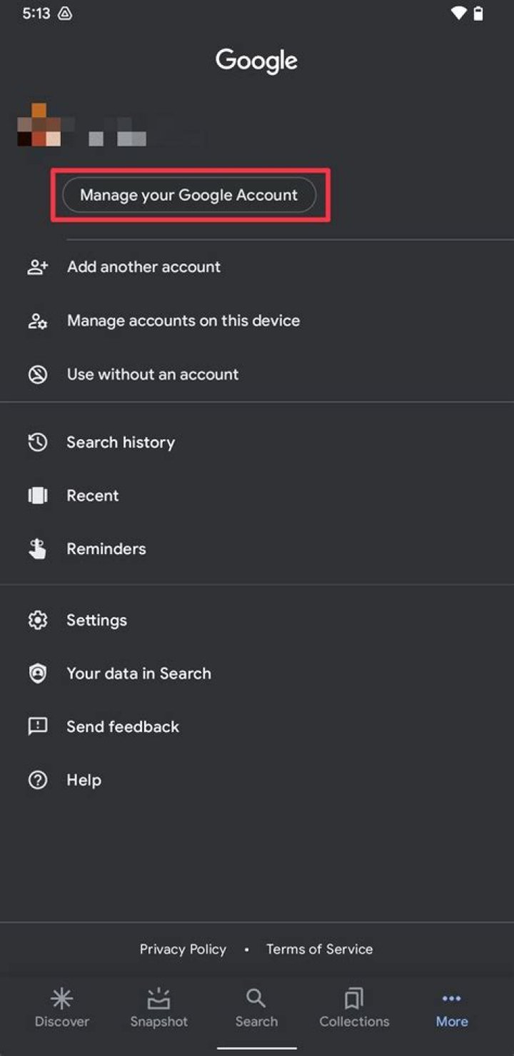 How do I get to my Google account settings?