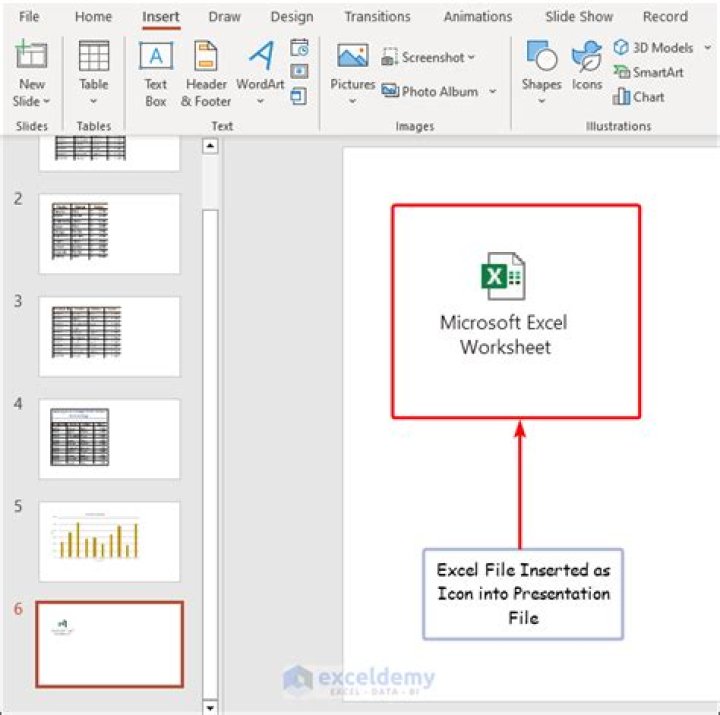 How do I insert an Excel file into PowerPoint 10?