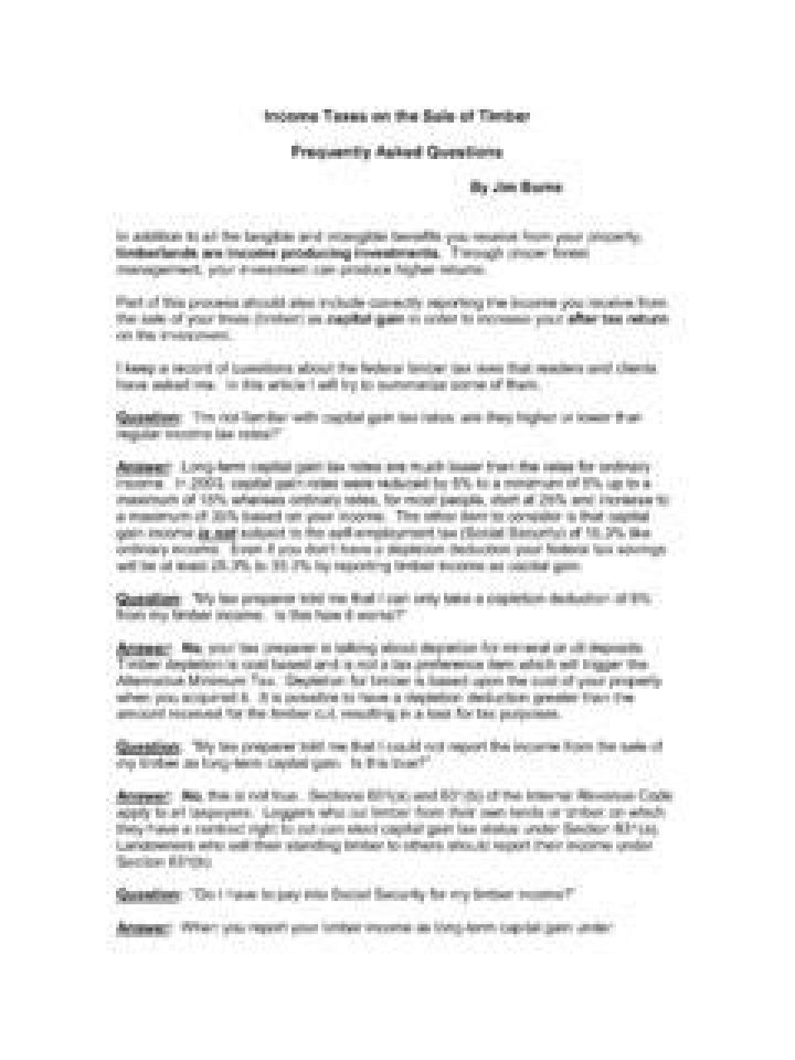 How do I report the sale of timber on my taxes?