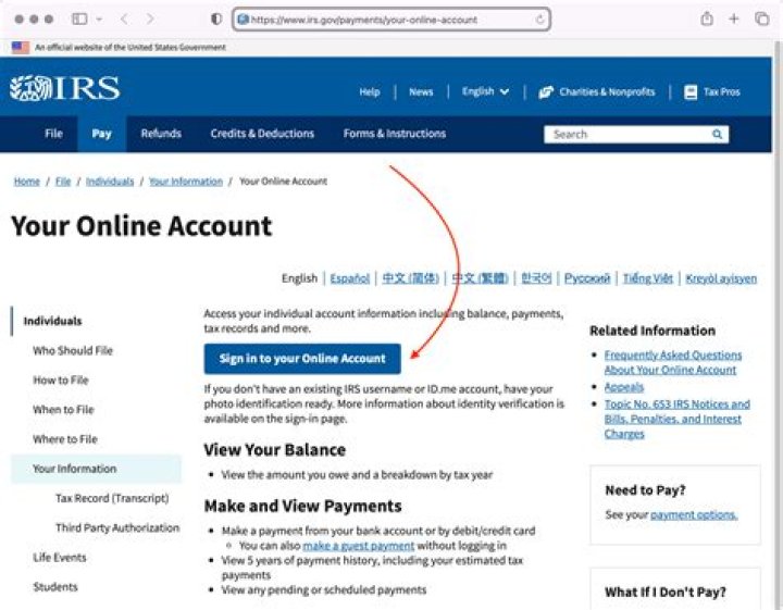 How do I send the IRS my account info?