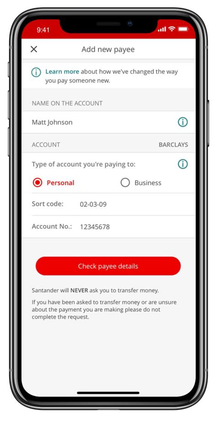 How do I set up a new payee on Santander?