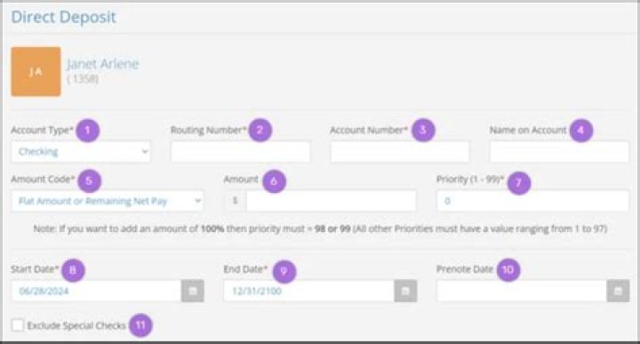 How do I set up direct deposit for one employee?