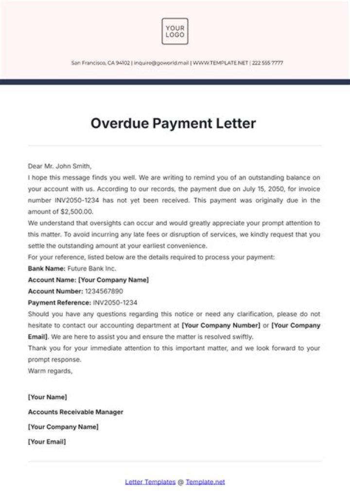 How do I write an overdue payment letter?
