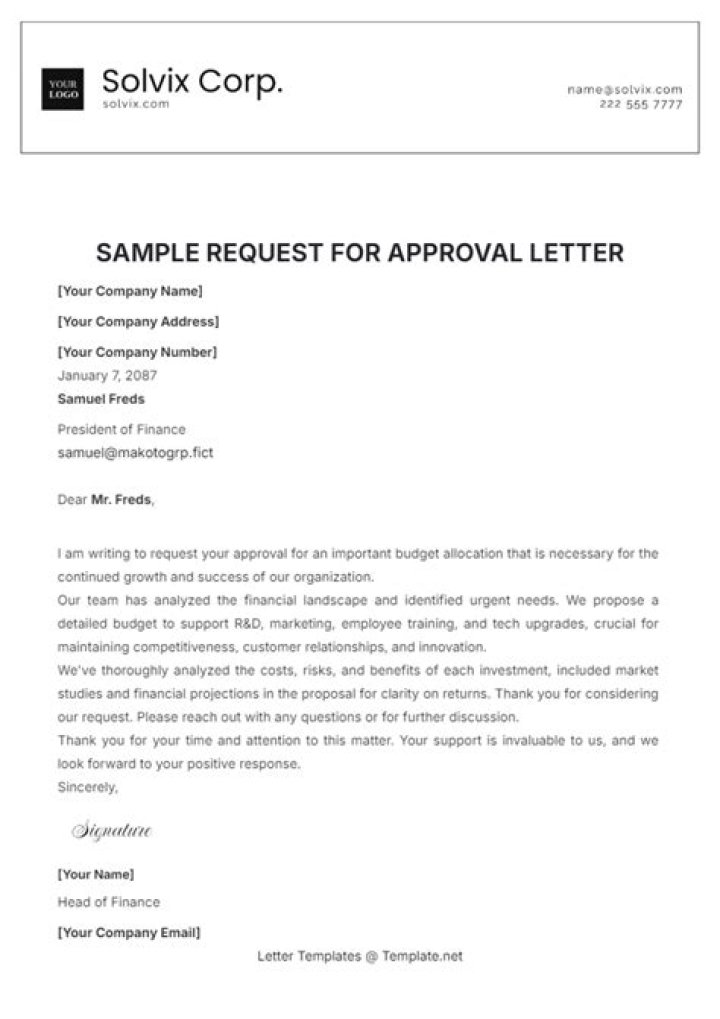How do you ask for approval in a letter?