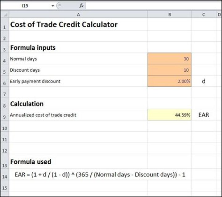 How do you calculate cost of trade credit?