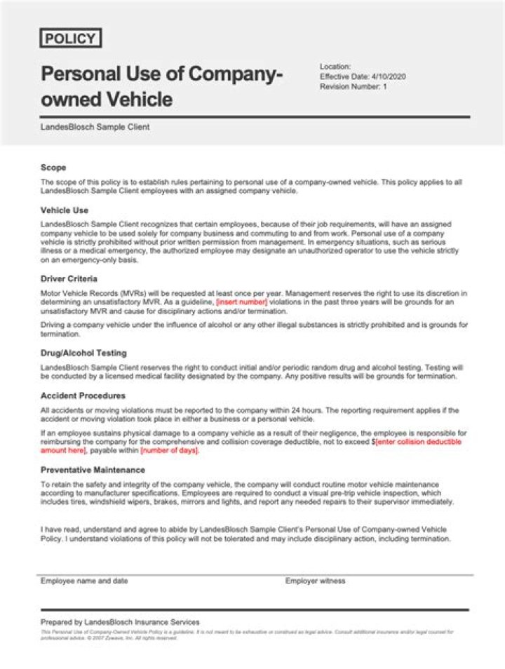 How do you calculate personal use of a company car in 2020?
