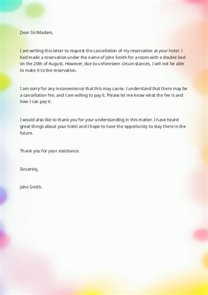 How do you politely cancel a reservation?