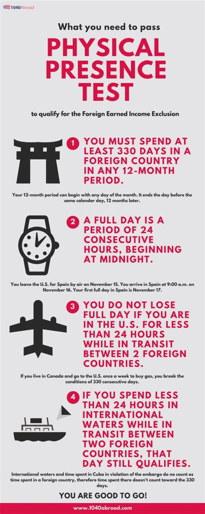 How do you qualify for the physical presence test?