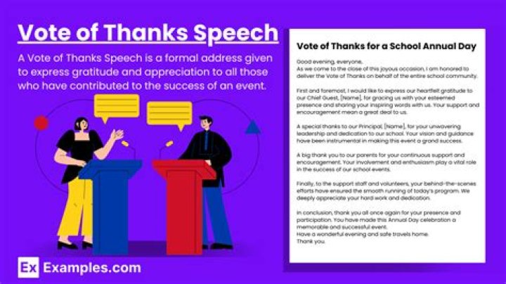 How do you send a vote of thanks in a seminar?