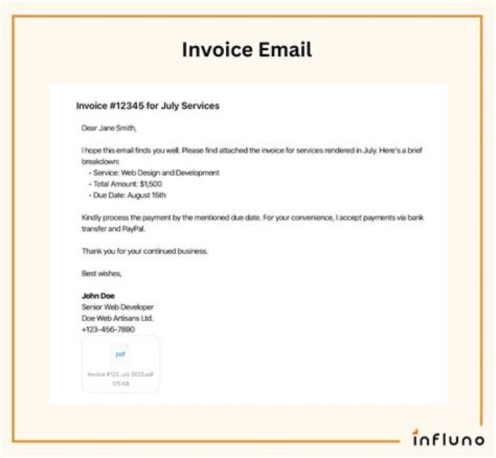 How do you send an email with a revised invoice attached?
