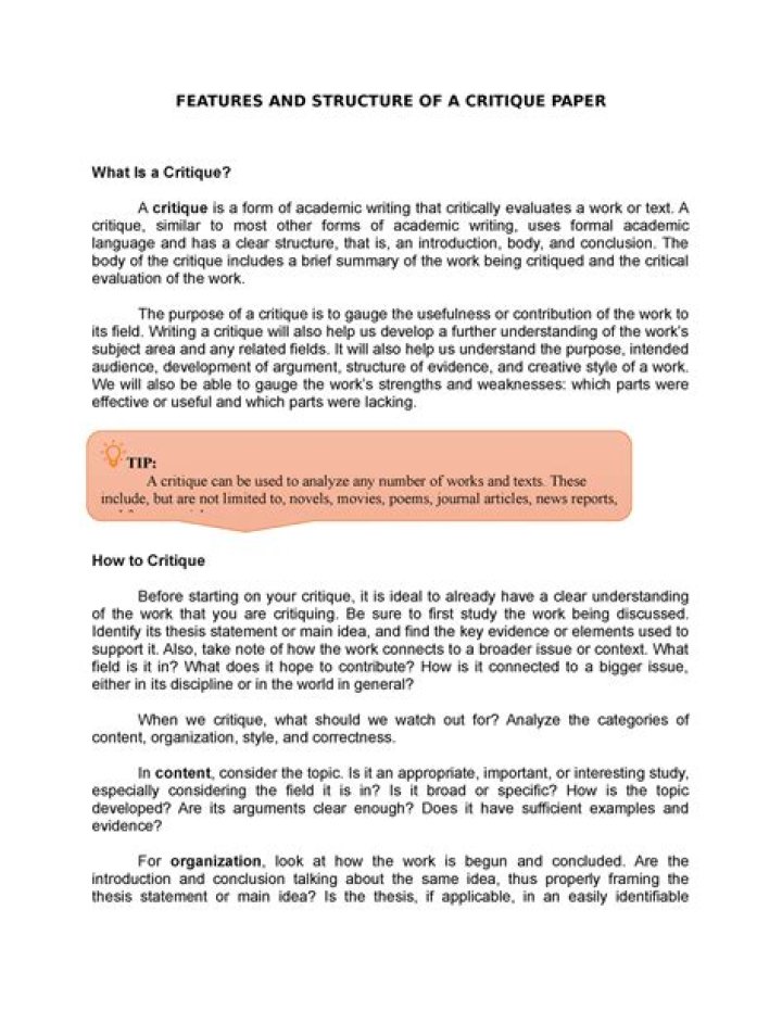 How do you structure a critique?