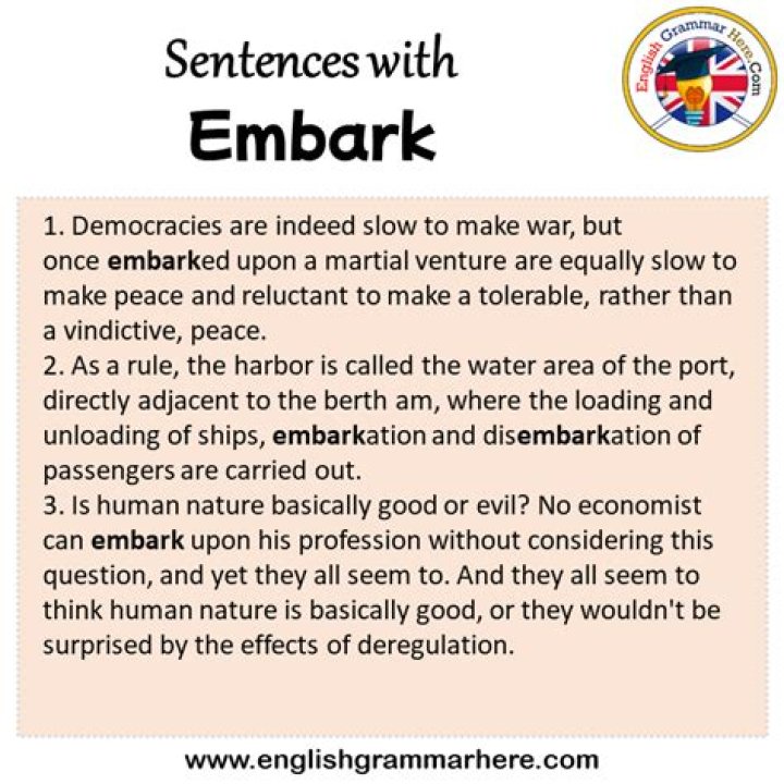 How do you use embarking in a sentence?
