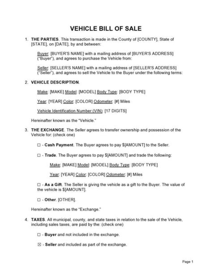 How do you write a bill of sale for a car in Maryland?