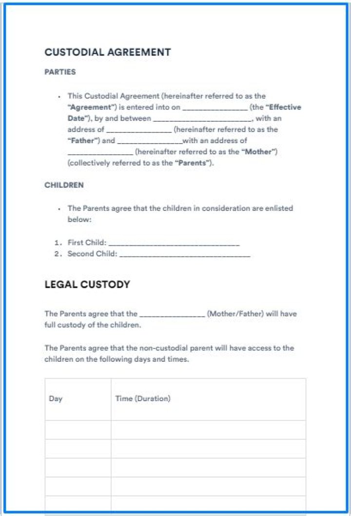 How do you write a custodial agreement?