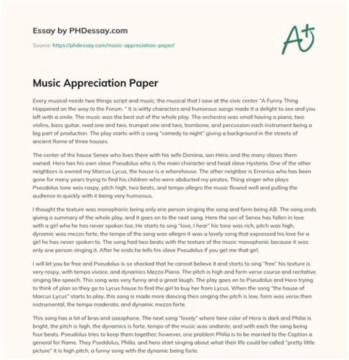 How do you write a music appreciation paper?