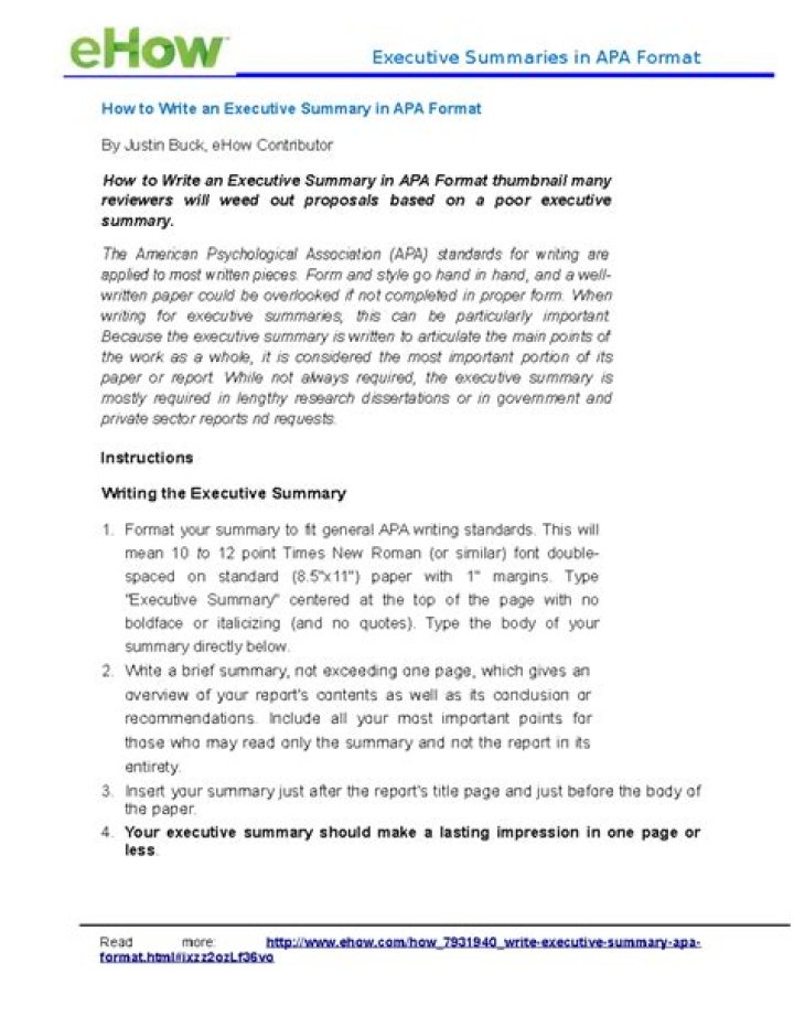 How do you write a summary in APA format?