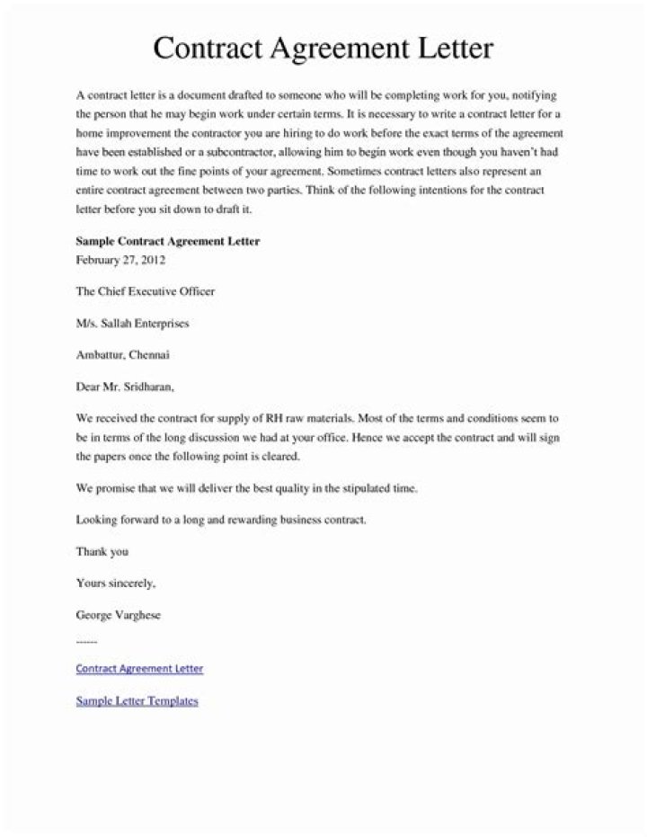 How do you write an agreement letter?