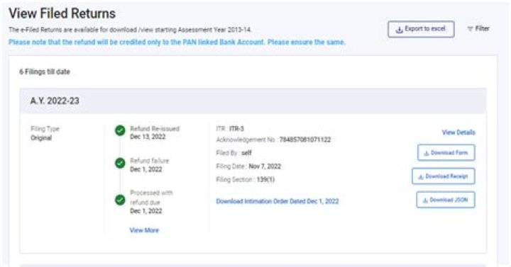 How is refund status reflected on tax return?