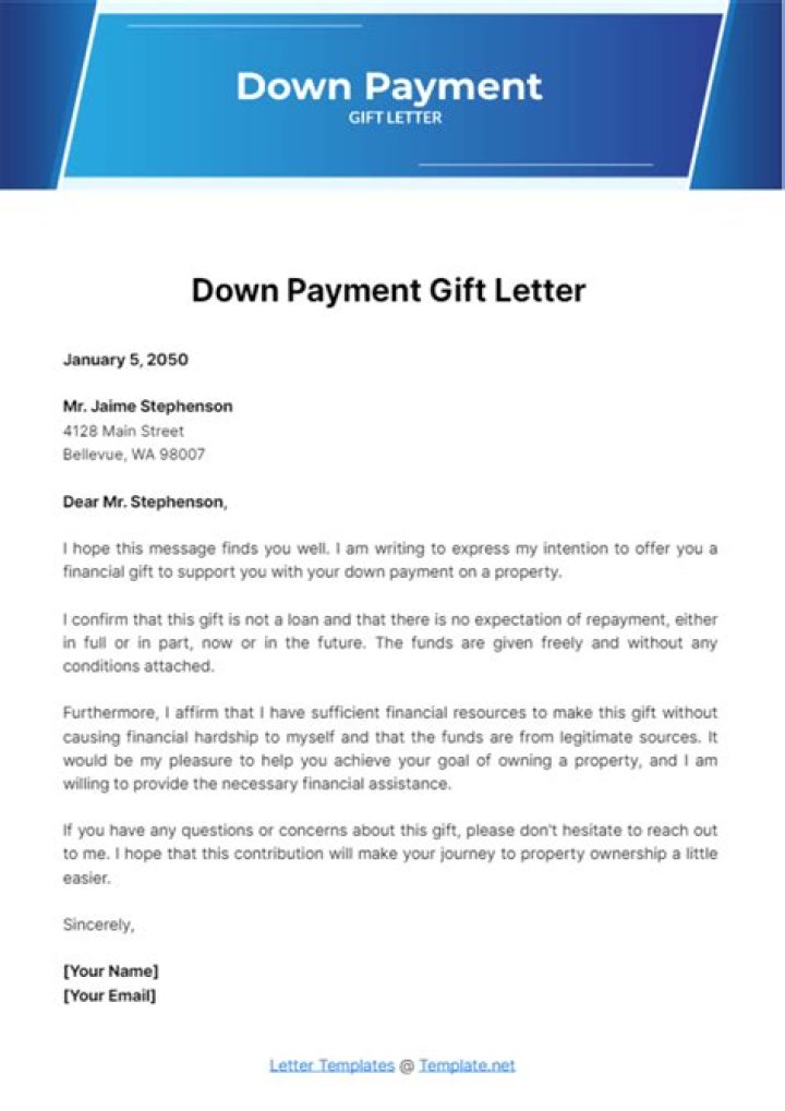 How much money can you get as a down payment gift?