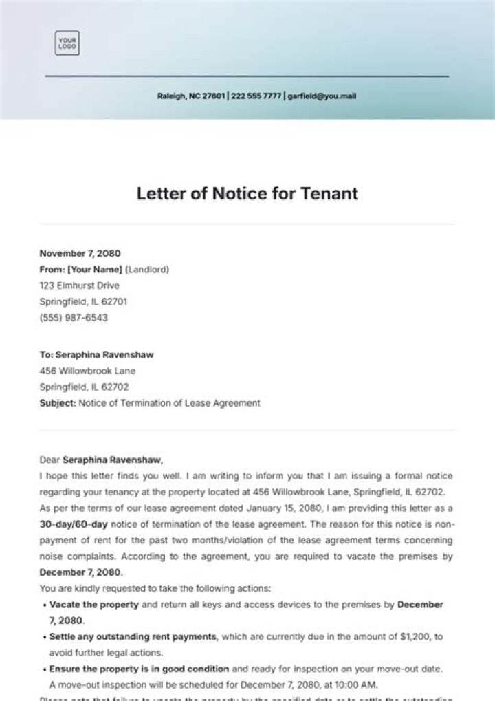 How much notice do I have to give a commercial tenant?