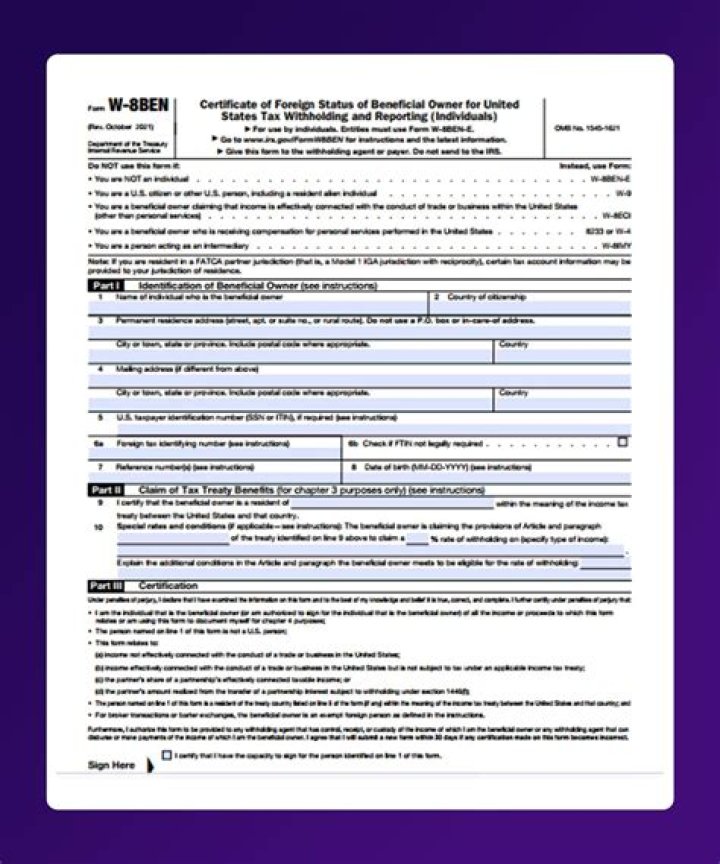 How often do you need to complete a w8ben form?