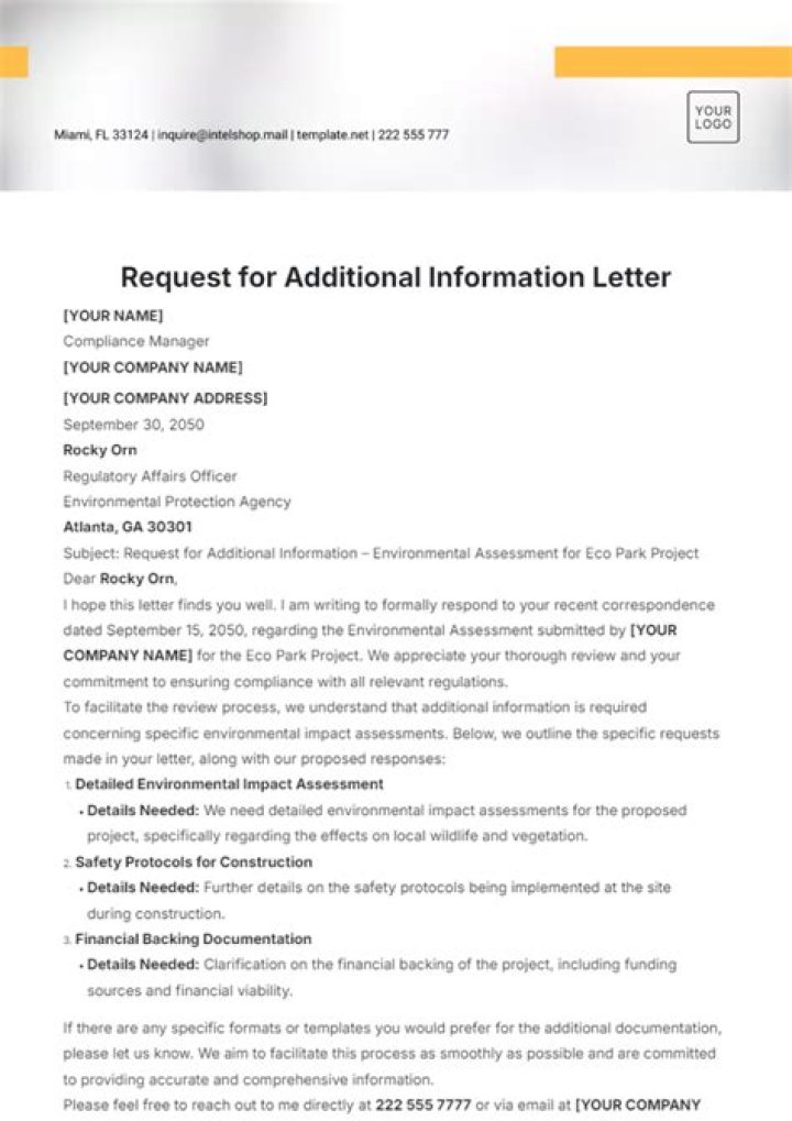 How to receive a letter requesting additional information?