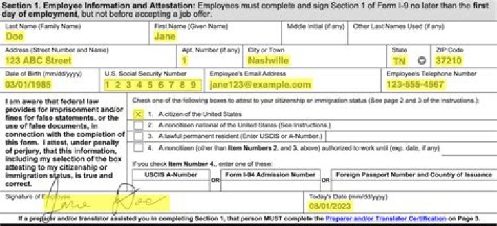 Is filled out form correct?