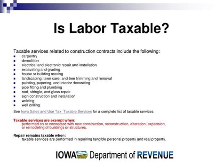 Is installation labor taxable?