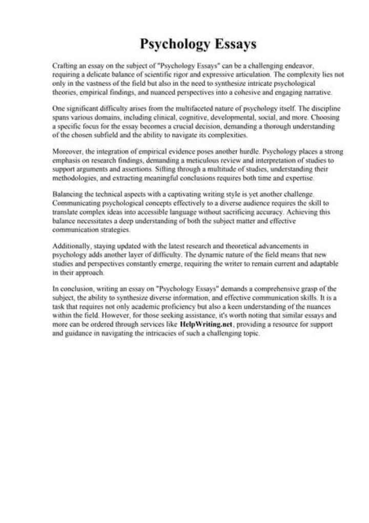 Psychology Essays Want Correct and Up-to-date Analysis