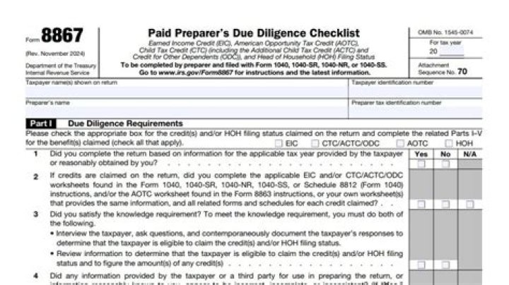 What are part of the special taxpayer due diligence requirements included on Form 8867?