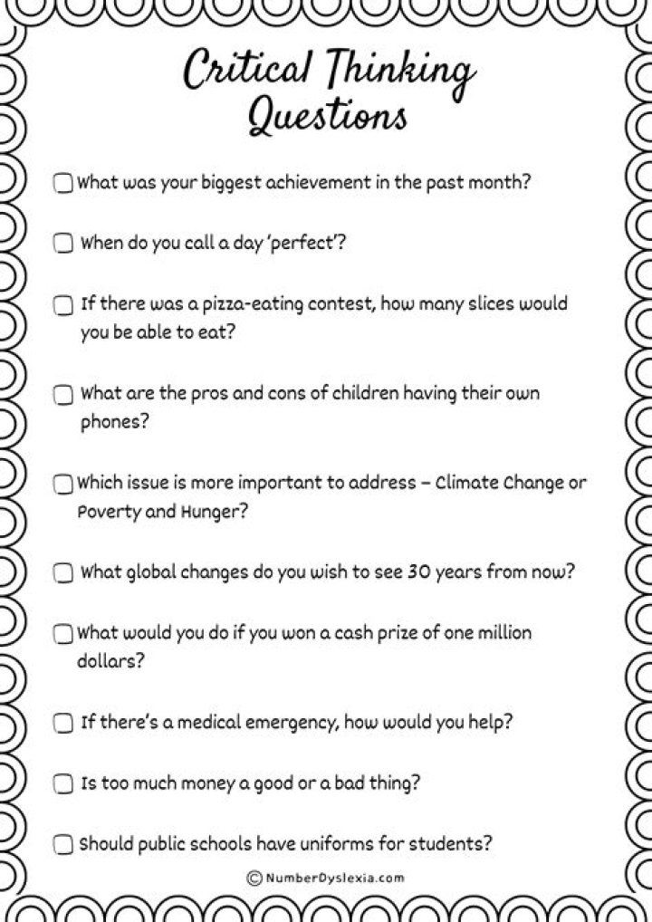 What are some examples of critical thinking questions?