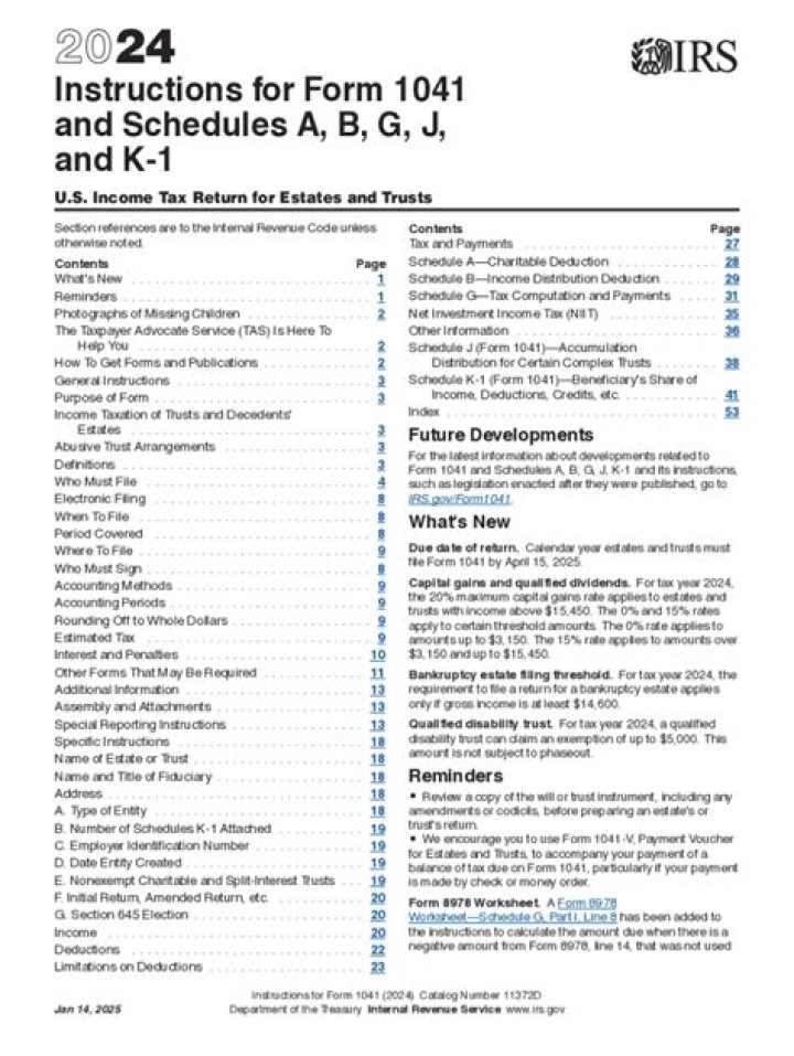 What are the instructions for IRS Form 1041?