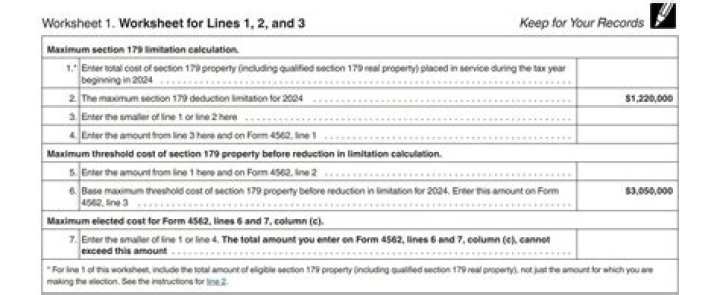 What are the numbered lines on form 4562?