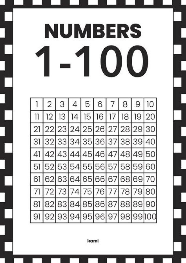 What are the numbers 1 to 100?